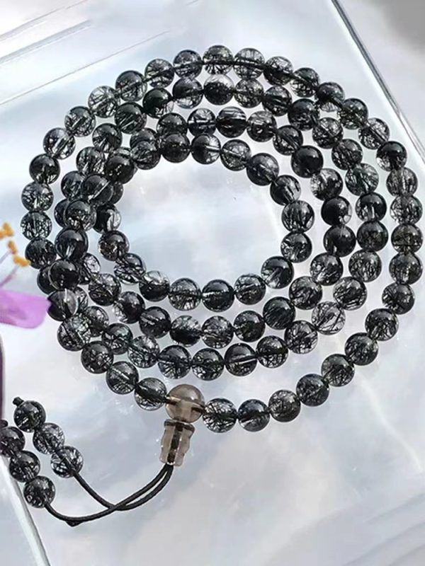 Natural black hair crystal multi-loop bracelet-139 - Image 4