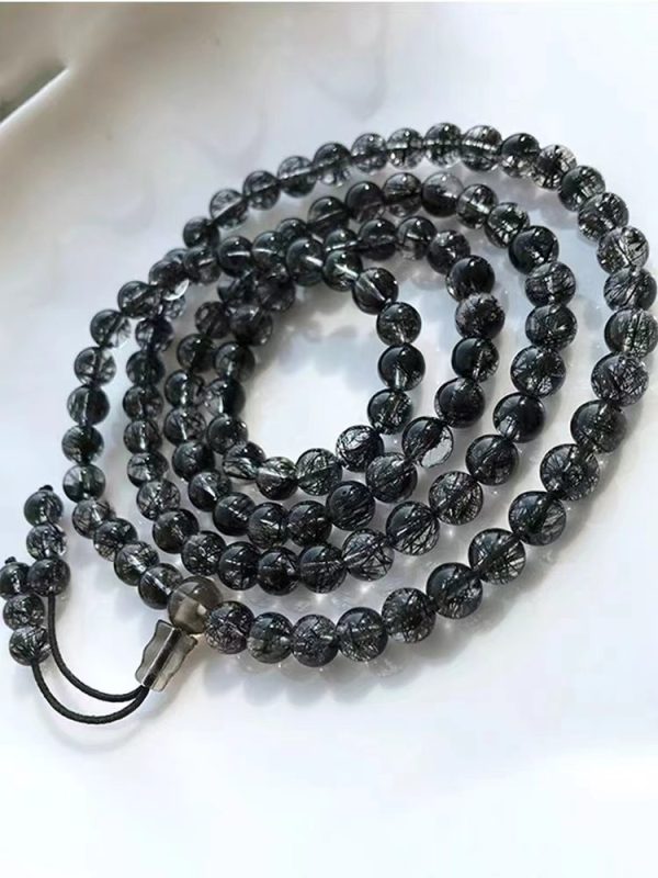 Natural black hair crystal multi-loop bracelet-139 - Image 5