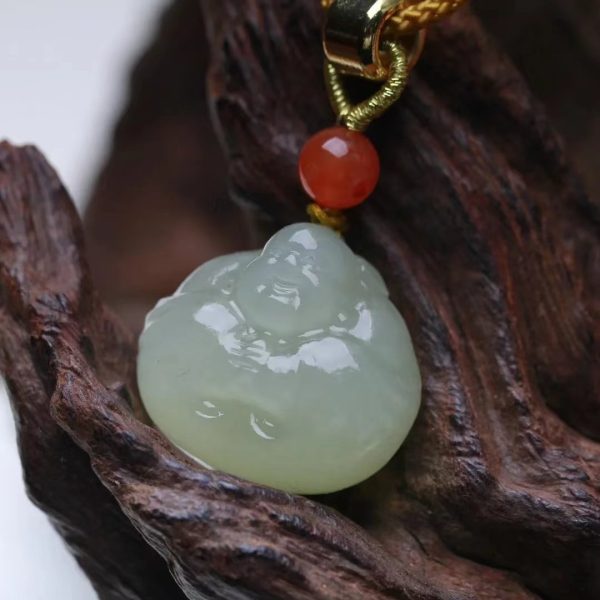 Hetian jade hugging Buddha pendant-216